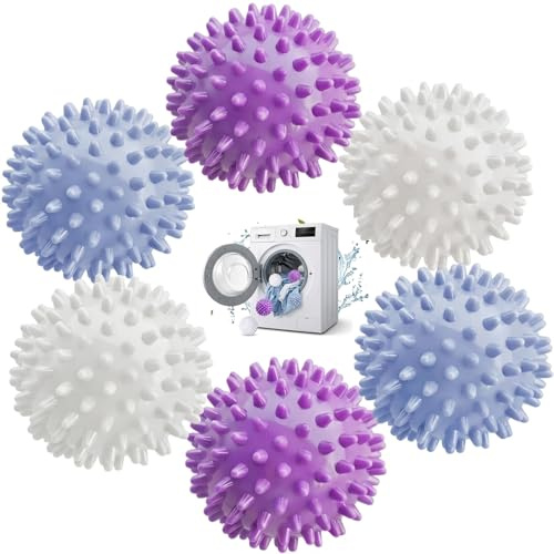 Tumble Dryer Balls 9 Pack, Reusable Dryer Balls for Laundry, Laundry Balls for Tumble Dryer, Faster Drying, Reduce Static & Wrinkles, Natural Fabric Softener, Energy Saving Drying Balls (Blue White Pu