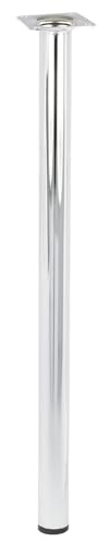 WAGNER Möbelbein/Tischbein/Möbelfuß Classic Retro - Ø 30 x 500 mm, integrierte Anschraubplatte 60 x 60 mm, Innengewinde Ø 10 mm, Stahl verchromt - 12155001
