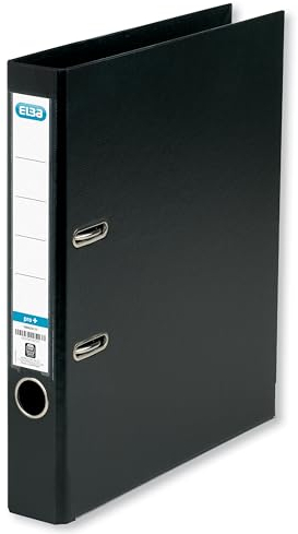 Elba A4 Lever Arch File Slim, 400 sheet capacity, 50mm spine, Strongline Plastic on Board, Single, Black