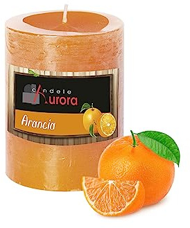 Candele D'Aurora Candela Bassa Arancione, Profumo Arancia, 6,8x6,8x9 cm