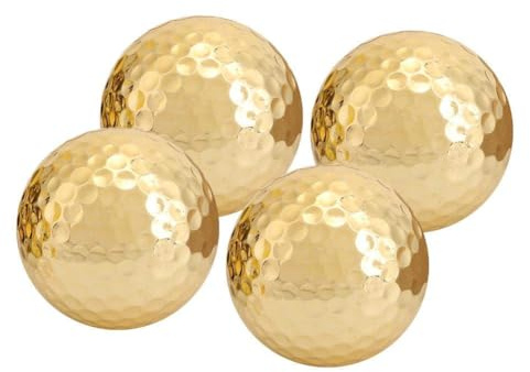 Alomejor 4-teiliger Golfball Tragbarer Hochwertiger Doppelschicht Konstruktion f¨¹r Driving Range Sportpraxis ¨¹bungsb?lle Goldbeschichtung Golf¨¹bungsball mit Langer Haltbarkeit