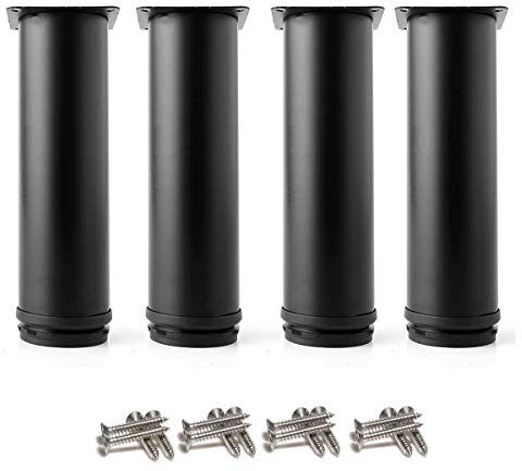 Drenky Möbelfüße Schwarz,4 Stück Möbelfüße Verstellbar Tischbeine Höhenverstellbar 150mm Schrank Füße Möbelfüße Edelstahl Gesamthöhe 150mm-165mm Kommen mit Edelstahlschrauben für Möbel Projekt