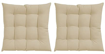 GREATOYAR Cojines para Silla y Asiento, Decoración de Asiento de Jardín Casa Terraza, Cojín Decorativo con Correas de Sujeción, 9 Pespuntes, Fabricado en España, 40 x 40 x 3.5 cm, Pack 2, Beige