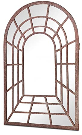 MirrorOutlet GM098 Spiegel, groß, Metall, rustikal, gewölbt, 77 x 50 cm, Bronze