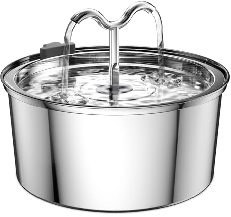 DOOOB Cat Water Fountain for Drinking, 3.2L Pet Water Fountain, Ultra Silent Stainless Steel Automatic Cat Fountain for Cats, Dogs and Other Pets