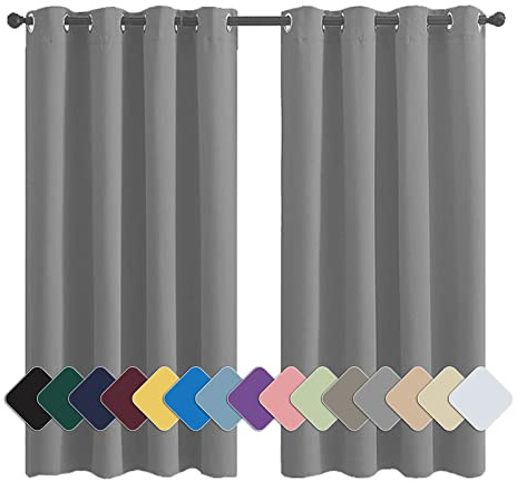 MENGH Verdunklungsvorhänge Thermovorhang Blickdicht Thermo Schalldämmend, für Jugendzimmer Kinderzimmer hellgrau 1 Stück, 100x160cm(HxB)