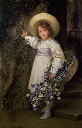 MSTECO Leinwand Abstrakt Kunstwerk Wandkunst Bild Druck Klassische Malerei Glockenblumen von Sigismund Christian Hubert Goetze für Bürodekoration 60x90cm