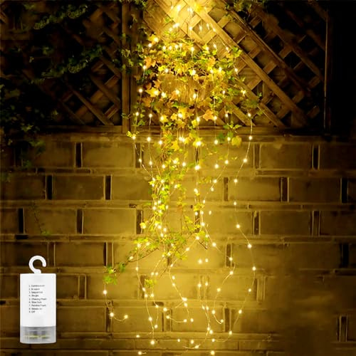 Fairy LED Lichterkette, Batteriebetrieben Weihnachten Lichterkette 2M 10 Strangs 200 LEDs Lichterbündel 8 Modi Wasserdichte Wasserfall Lichterkette für Weihnachten Garten Gießkanne Balkon Deko