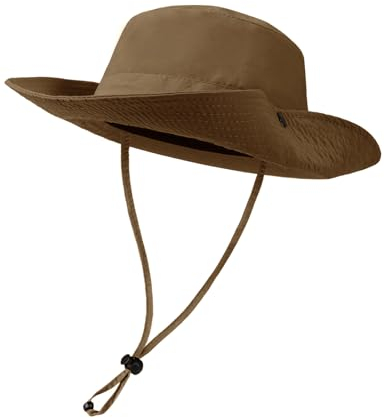 Tuopuda Sonnenhut Herren Damen Fischerhut mit breiter Krempe Bucket Hat UV-Schutz Boonie Hut Wasserdicht Safari Hut Freizeithut für Wandern Camping Reisen Angeln 56-60cm, Kaffee
