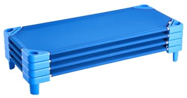 VEVOR Stapelbares Kinderbett 4er-Pack tragbare Kleinkinder-Schlafbetten, Standardgröße 130 x 57 x 15 cm, Kindertagesstättenbetten Vorschulklassenzimmer zum Schlafen Ausruhen Mittagsschlaf, blau