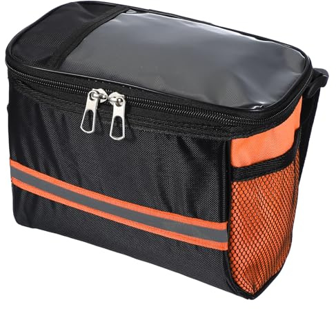 PATIKIL Sac De Guidon De Vélo, Sac De Cadre De Vélo Impermeable Panier De Vélo avec Bande Réfléchissante Accessoires De Vélo pour Hommes Femmes Cyclisme Extérieur Vélos De Montagne, Orange