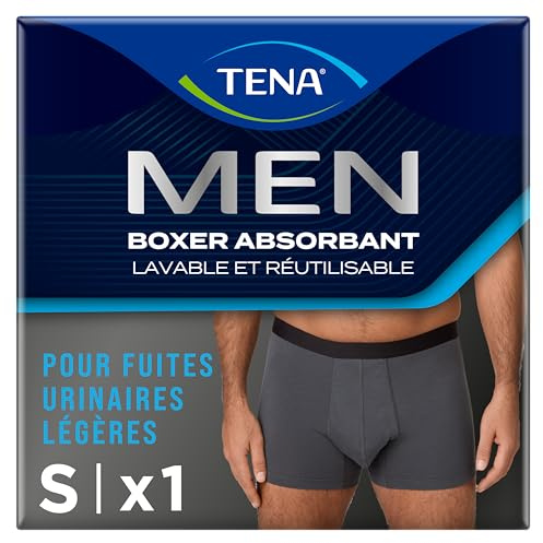 TENA Men Protective Boxers, Discreet Fit Washable Incontinence Pants that Protect from Light Leaks to keep you feeling Dry, Comfortable and Confident. Pack of 1 Grey Size XXL