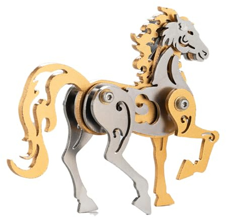 Palapozzy 3D Metall Sternzeichen Pferd Modellbausätze für Erwachsene, Steampunk 3D DIY Metallmontage Mechanische Tierpuzzles Kreative Dekoration Geschenke für Erwachsene (Gold)