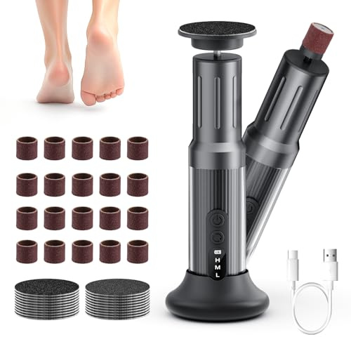 Zexrow Elektrischer Hornhautentferner mit 6 Stufen, Vor-/Rücklauf, Dual-Ladung, Display & Wechselrollen für Harte Haut – Perfekt für Zuhause und Salon