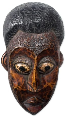 NOVICA Decorative Ghanaian Large Sese Wood Mask, Red, 'You are Loved'