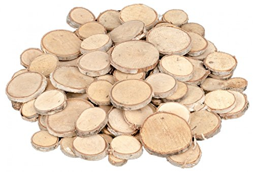 NaDeco Birkenscheiben rund 92 STK. Ø2-6cm runde Birkenscheiben runde Holzscheiben Birkenstamm geschnitten Birkenkolzscheiben Holz Deko