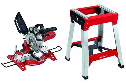 Einhell Scie à onglet radiale TC-MS 2112 (1600 W, Largeur de coupe maximale : 120 mm, Tête de scie inclinable, Sac à poussière et blocage de sécurité) VERSION KIT avec Piètement Universel