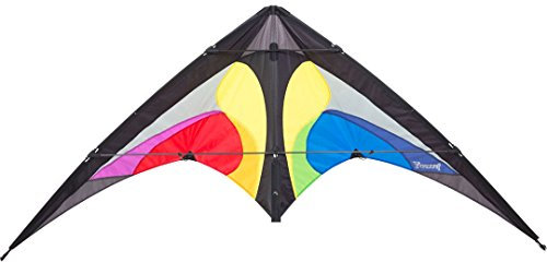 HQ Design - Yukon II Rainbow, Lenkdrachen Zweileiner Flugdrachen Allround Drachen für Kinder und Erwachsene ab 12 Jahren, 80x175cm, inkl. 50kp Dyneemaschnüre 2x20m auf Winder, 2-6 Bft