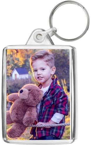 Pixly® Personalised Custom Photo Keyring, Key Ring Fob, Key Chain, Clear, Medium