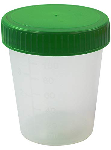 C Medical 50 x urine Tasse de W M 125 ml Couleur : Naturel avec couvercle à visser emballage : vert avec graduation/hygiénique/avec étiquette sur Tasse et Couvercle/échantillon d'urine/échantillon d'urine/Probe Gobelets/Probe Tasse