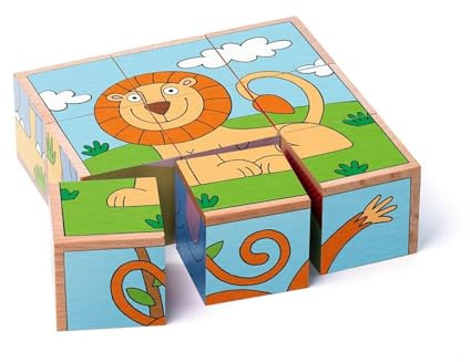 WOODY_ Würfelpuzzle aus Holz - Motiv exotische Tiere
