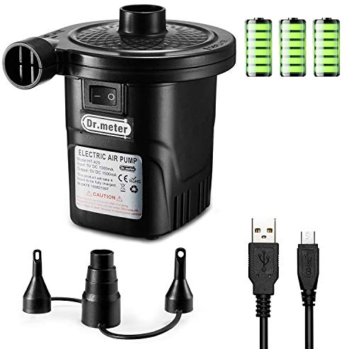 Pompa Elettrica, Dr.meter La Pompa USB Gonfiabile con 3 Ugelli Rimovibili per Materasso Gonfiabile, Bambini Piscina Anello di Nuoto