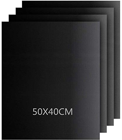 Tappetino barbecue Set di 4 (Set di 3 + 1 Gratis) - Riutilizzabile Premium Grill e Tappetino da Forno con Rivestimento Antiaderente in Teflon per Grill e Forno, Grill Mat Extra Large 50 x 40 cm