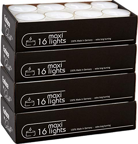 Qult Farluce Teelichter in Kunststoffhülle - Rußfrei - unbeduftet - Nightlights und Maxilights (Qult Farluce Maxilights, 4)