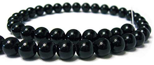 Perlin Onyx Perlen 6 mm Schwarz Glänzend Naturstein Rund Kugel Edelstein Perlenstrang für Armband Kette Schmuckherstellung DIY ca 50 Stück