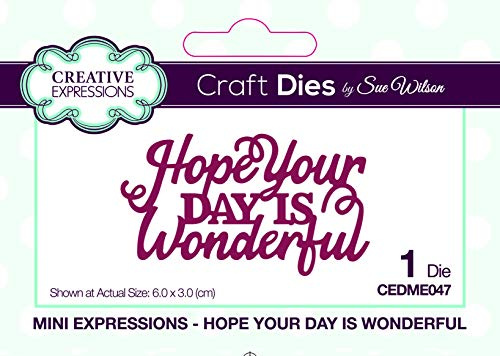 Sue Wilson Mini Expressions Collection - Troquel, diseño con texto en inglés Hope Your Day is Wonderful, metal, 3 x 6 cm