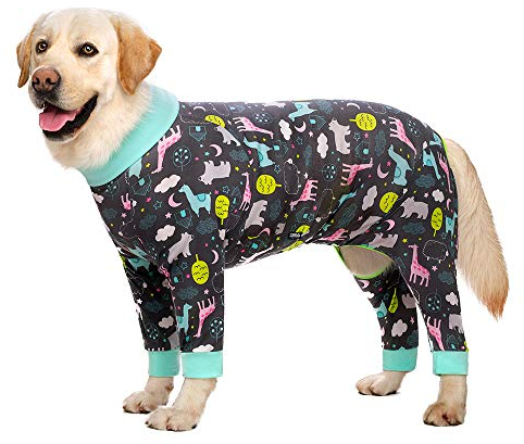 Hundpyjamas återhämtningsdräkt för hundar efter kirurgi medelstora hundar, lätt förtjusande hundbody för fällning förhindrar att slicka kirurgiskt sår, hundskjorta pyjamaskläder stor storlek hund,
