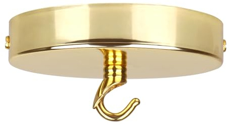 Helunsi Ceiling Canopy Kit, Gold Chandelier Pendant Light Canopy Kit, 4-3/4 Inch Ceiling Light Cover Plate with DIY Lamp Hook, Hanging Lamp Fixture Plate Base - Rated 20lbs