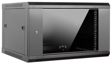 Aiten Data Armario Rack Mural 19 6U Medidas 600 x 600 x 370 mm Montado. Incluye Tornillos de Montaje y 2 Llaves para Cerradura Frontal