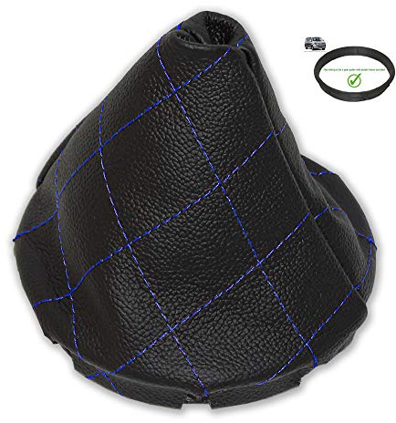 The Tuning-Shop Ltd Schaltsack + Rahmen kompatibel mit Volkswagen VW T5 2003–2016 verschiedene Nähte, Farbe (Leder blaue Naht)