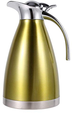 YRHH Cafetière, Théière À Café en Acier Inoxydable, Pichet Isotherme À Double Paroi Isolée sous Vide, Thermos De Grande Capacité, Pot Isolant Extérieur Portable-Gold||2L