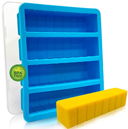 Walfos Silicone Butter Mold with Lid, Non-Stick Butter Tray Fits Standard Butter Stick Size, Large Cavity Butter Maker Holds 8 Tablespoons Butter, Ideal For Butter, Soap Bar, Energy Bar, Brownie, Cake