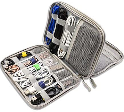 Teskyer Borsa Organizer Cavi, Impermeabile, Borsa Porta Accessori da Viaggio, Borsa Accessori Elettronici, Grigio