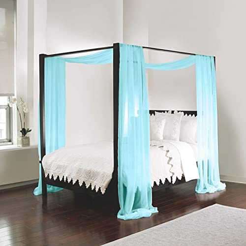 Hochzeit Hintergrund Vorhänge,Querbehang Freihanddeko aus transparentem Voile,Chiffon Vorhänge Fotografie Hintergrund für Weihnachten Festival Party Dekoration Hochzeit Event (Himmelblau,2pcs)