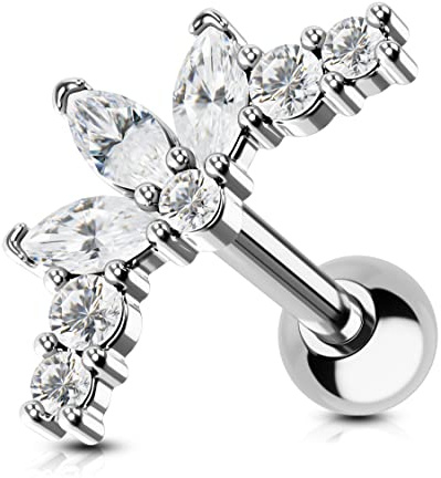 OUFER 16G Argento Orecchino Cartilagine Helix Piercings Studs Acciaio Chirurgico CZ Conch Jewelry Elica Cartilage Earring Tragus Trago Ear Upper Lobe