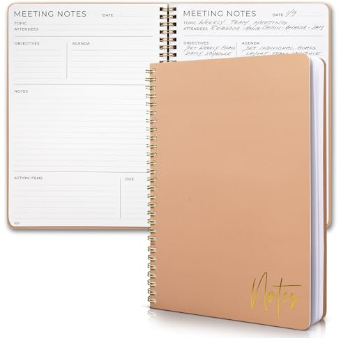 Beautiful Meeting Notebook For Work Organization - Easily Take Notes And Keep Agendas on Track - The Perfect Office Planner Supplies for Women & Men to Professionally Manage Business Projects - Pink