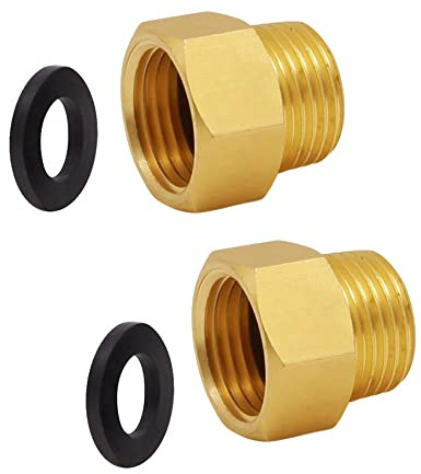 Ousun G 1/2 BSP Female to US 1/2 NPT Male Thread (2-Pack), Solid Brass Pipe Fitting，Connector with Rubber Washer， British to US Gauge Sensor Sender Adapter BSP NPT Thread Converter