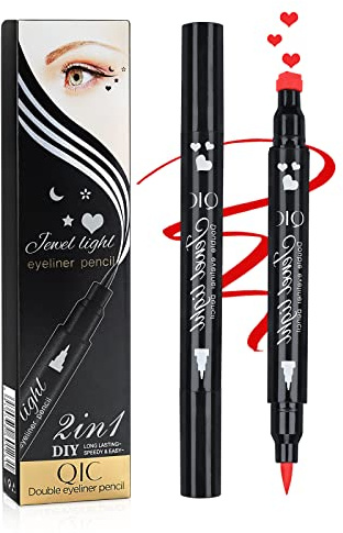 Yuccer Eyeliner Stempel Stift Liquid Eyeliner Wasserfest Rot Langlebig Make-up Tool Kosmetik für Frauen Geschenk (Herz)