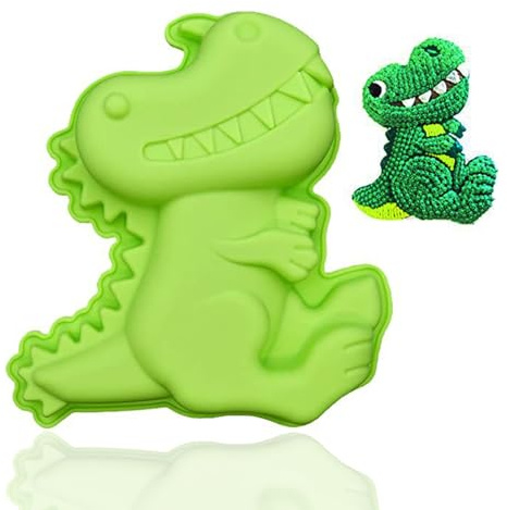 Half Forest backform dinosaurier 3d,kuchenform dinosaurier silikon,Cartoon Silikon Kuchenform Für Geburtstag Dinotorte Party Kindergeburtstag(Grün)