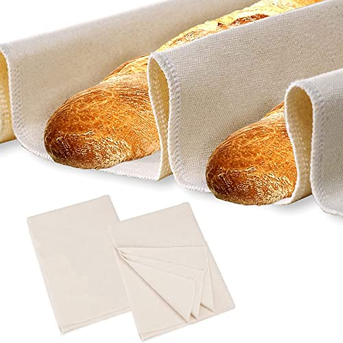 FAINCA 2 Pcs Tissu de Boulanger en Lin 48 * 36cm, Tissu Fermenté Sain et Inoffensif pur Coton, Chiffon à Pain Fermenté Antiadhésif, pour Cuisson Baguettes, Fermentation de Pâte