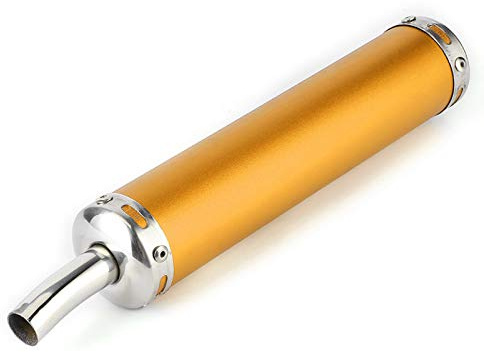 Silenciador de Ese para Ciclomotor, Silenciador de Ese de Acero Inoxidable, Piezas Modificadas de 20 Mm/0,8 Pulgadas para Motocicleta de 2 Tiempos, Color Negro (Oro)
