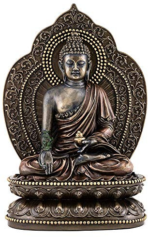 Amilav Collections Medizin-Buddha-Statue – Buddha der Heilung Skulptur in hochwertiger Kaltguss-Bronze – 10,5 cm