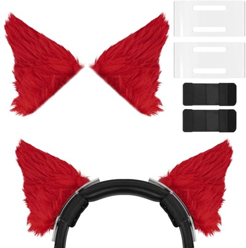 Geekria NOVA Headphone Headband Spacer and Cat Ears Attachment Set Compatible with Razer Opus X, Opus, BlackShark, BlackShark V2 Pro, Easy DIY Installation (Black/Red)