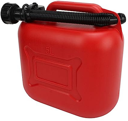 Ejoyous Bidón de combustible de 5 litros, bote de combustible de 1.3 galones con tubo de salida de 27 cm, lata de combustible portátil para gasolina