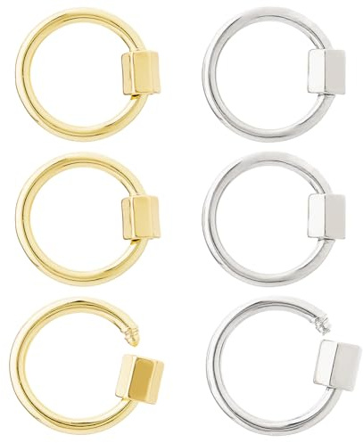 Hobbspring 6Pcs Schmuck Schraube Schloss 18K Gold vergoldet und Platin Messing Schraube Keychain Lock Charms Clasps Runde Link Lock Clasps für Halskette Schmuck Schlüsselanhänger Handtasche Dekor