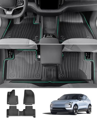 GAFAT Kompatibel mit Volvo EX30 2024 2025 Fussmatten, TPE Allwetter Fußmatten für V0lvo EX30 ab Bj. 2024, Original EX30 Zubehör 3D-Scan Gummimatten Hoher Rand 5-7CM, Leicht zu Reinigen